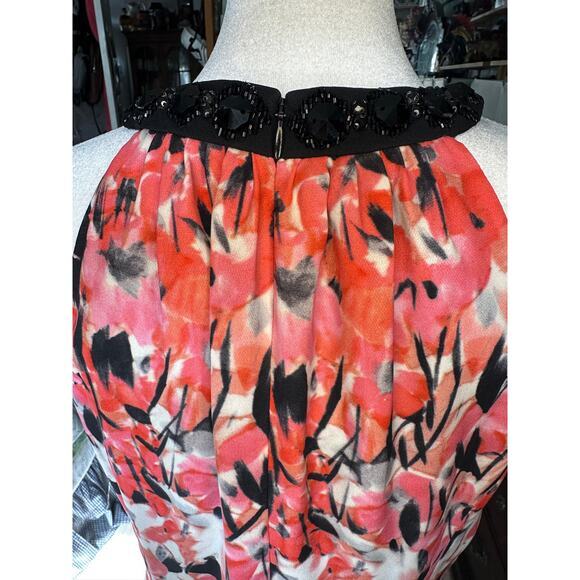 St. John Maxi Gown sz 8 Black Flamingo Print Halter Dress Floral Elegant party - Picture 6 of 12